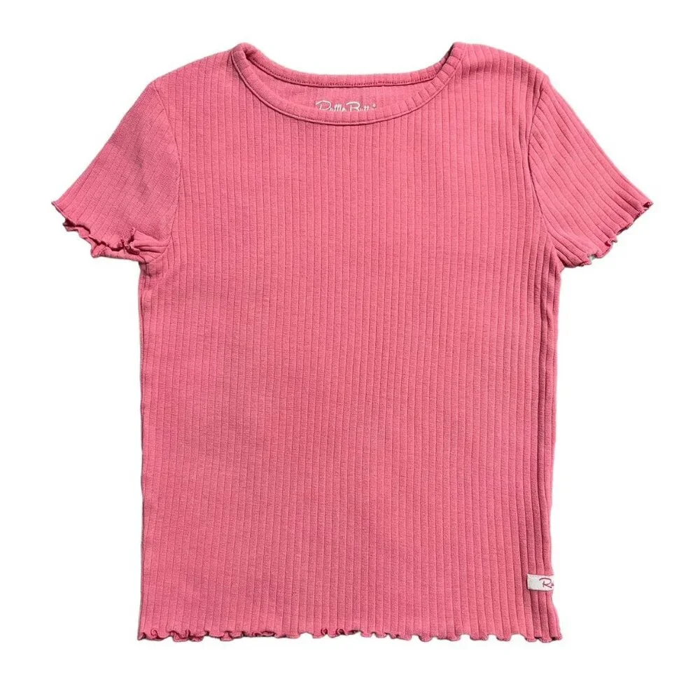 RuffleButts 7Y Pink Ribbed Ruffles Pajamas Set